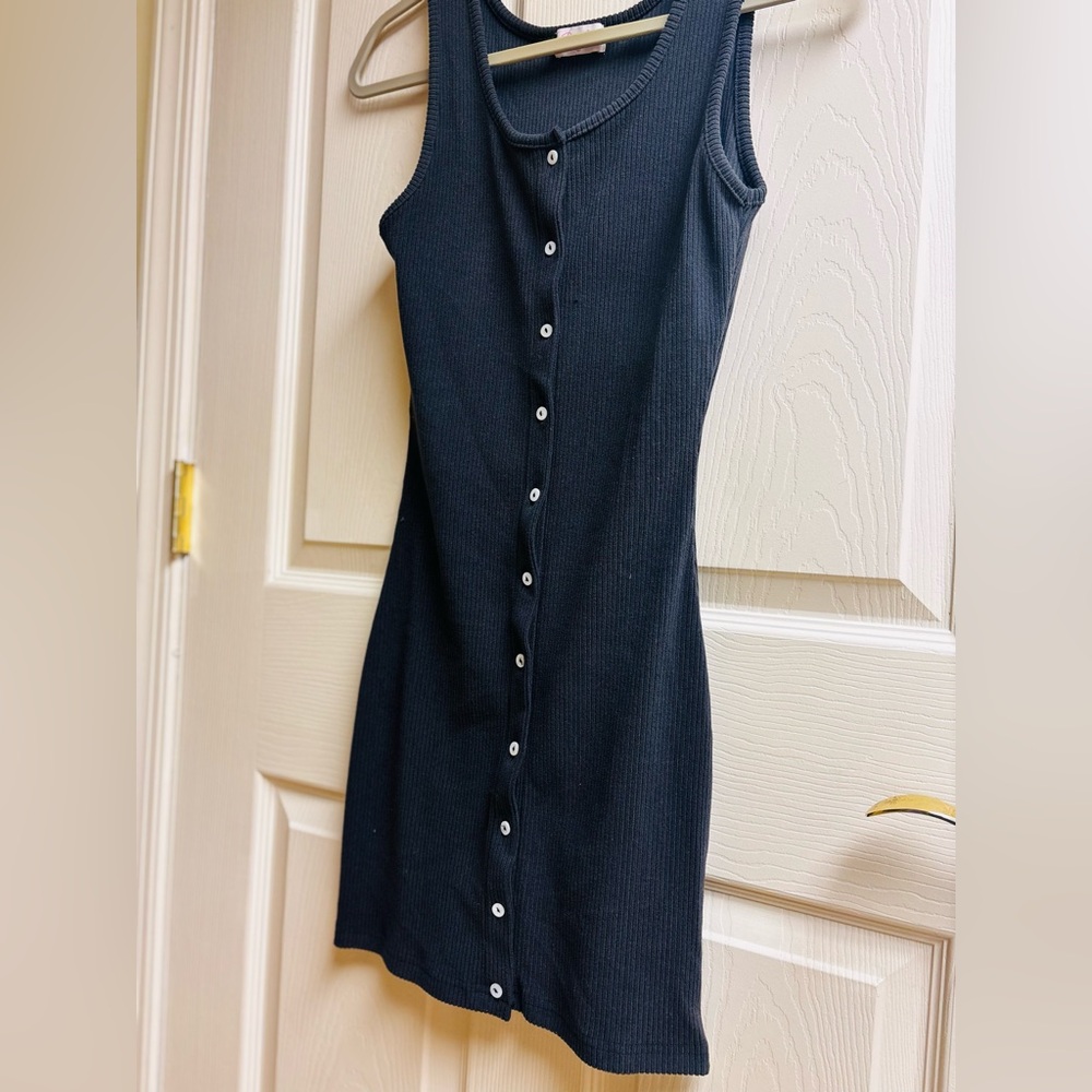 Pink Lily Black Button-Front Mini Dress